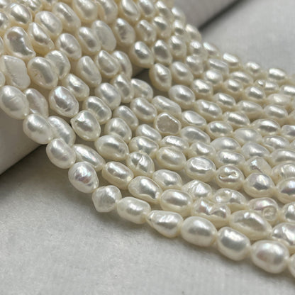 Fresh Water Pearl White Color , Tumble Shape, 7MM Size