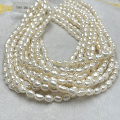 Fresh Water Pearl White Color , Tumble Shape, 7MM Size
