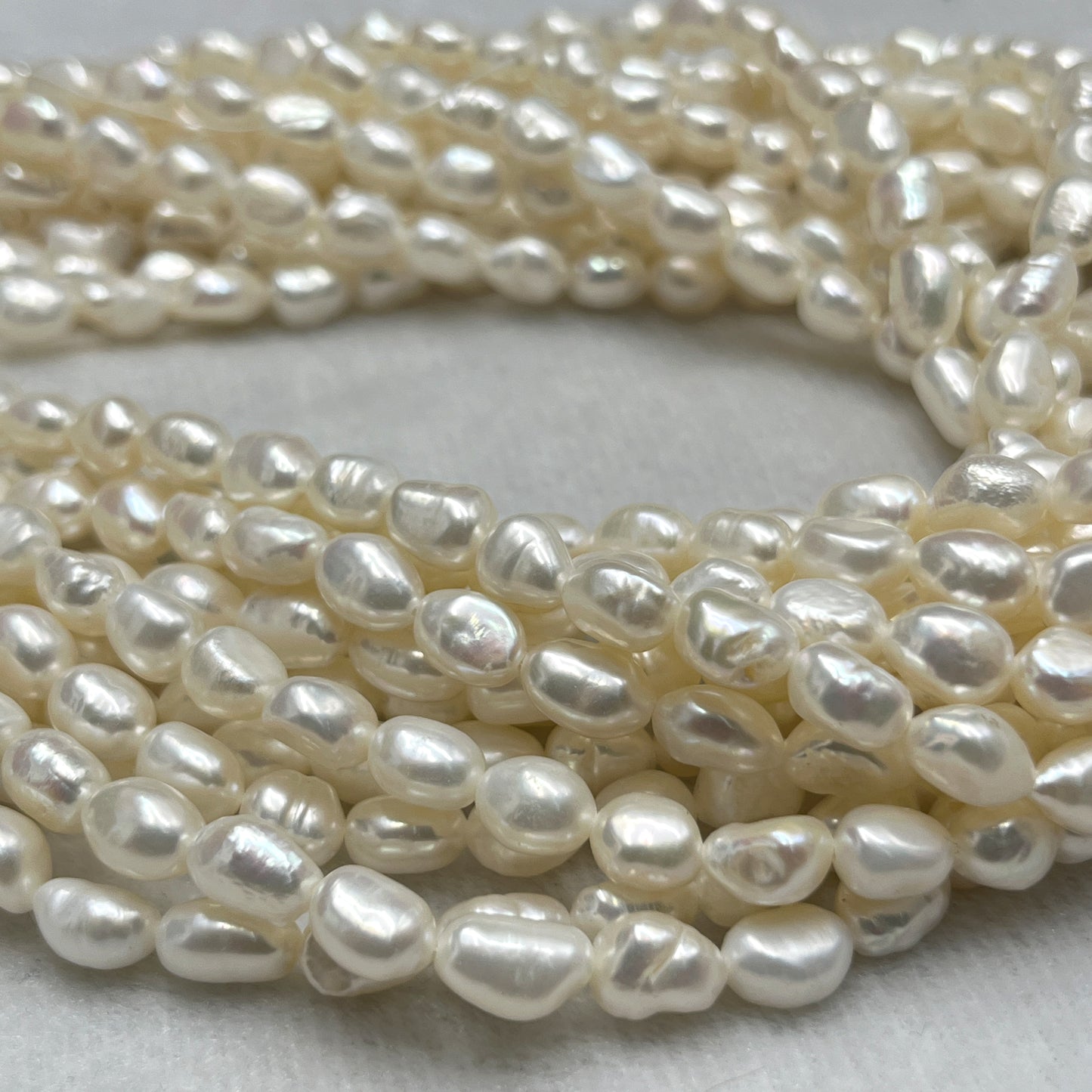 Fresh Water Pearl White Color , Tumble Shape, 7MM Size