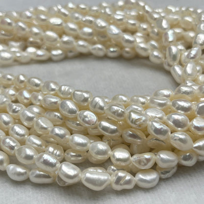 Fresh Water Pearl White Color , Tumble Shape, 7MM Size