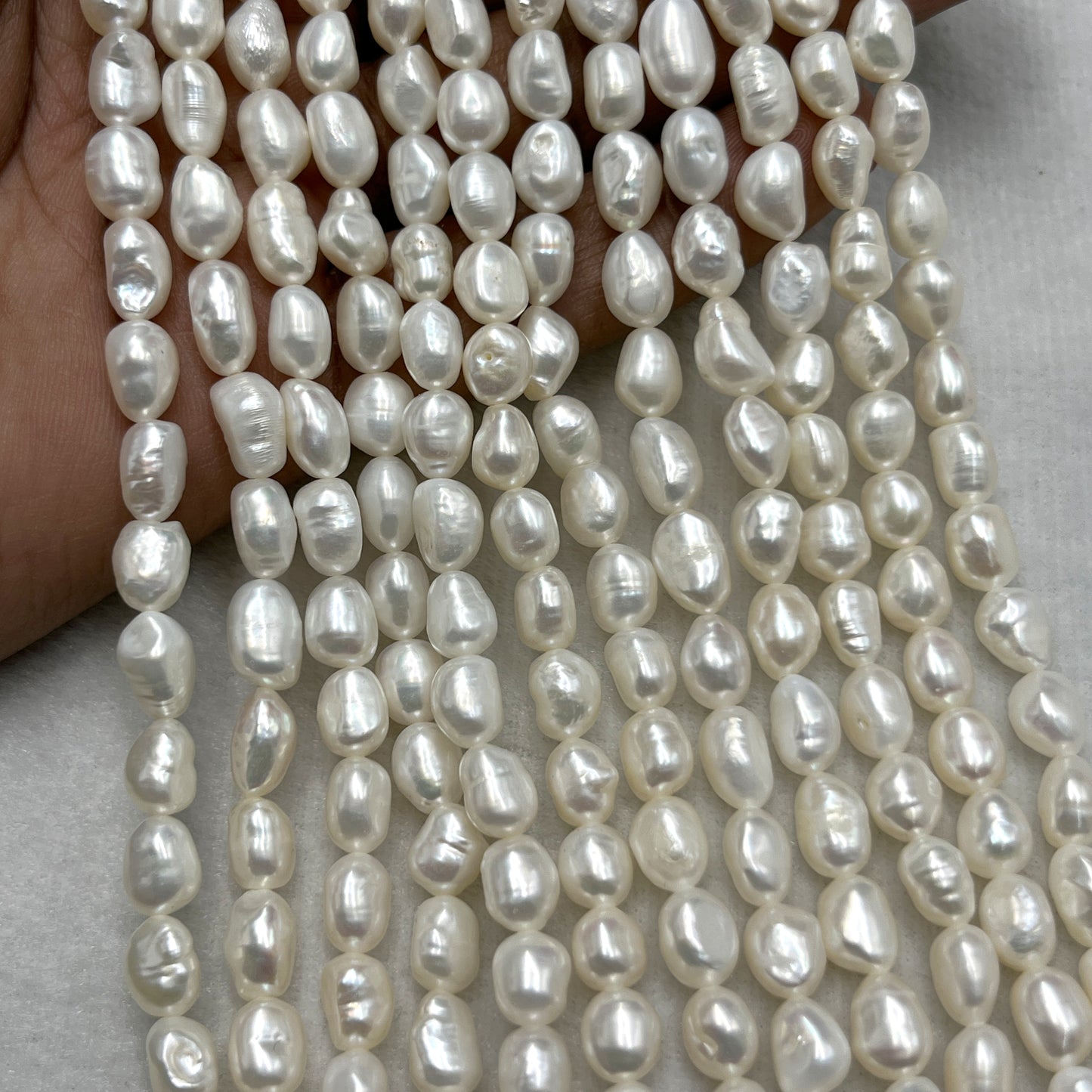 Fresh Water Pearl White Color , Tumble Shape, 7MM Size