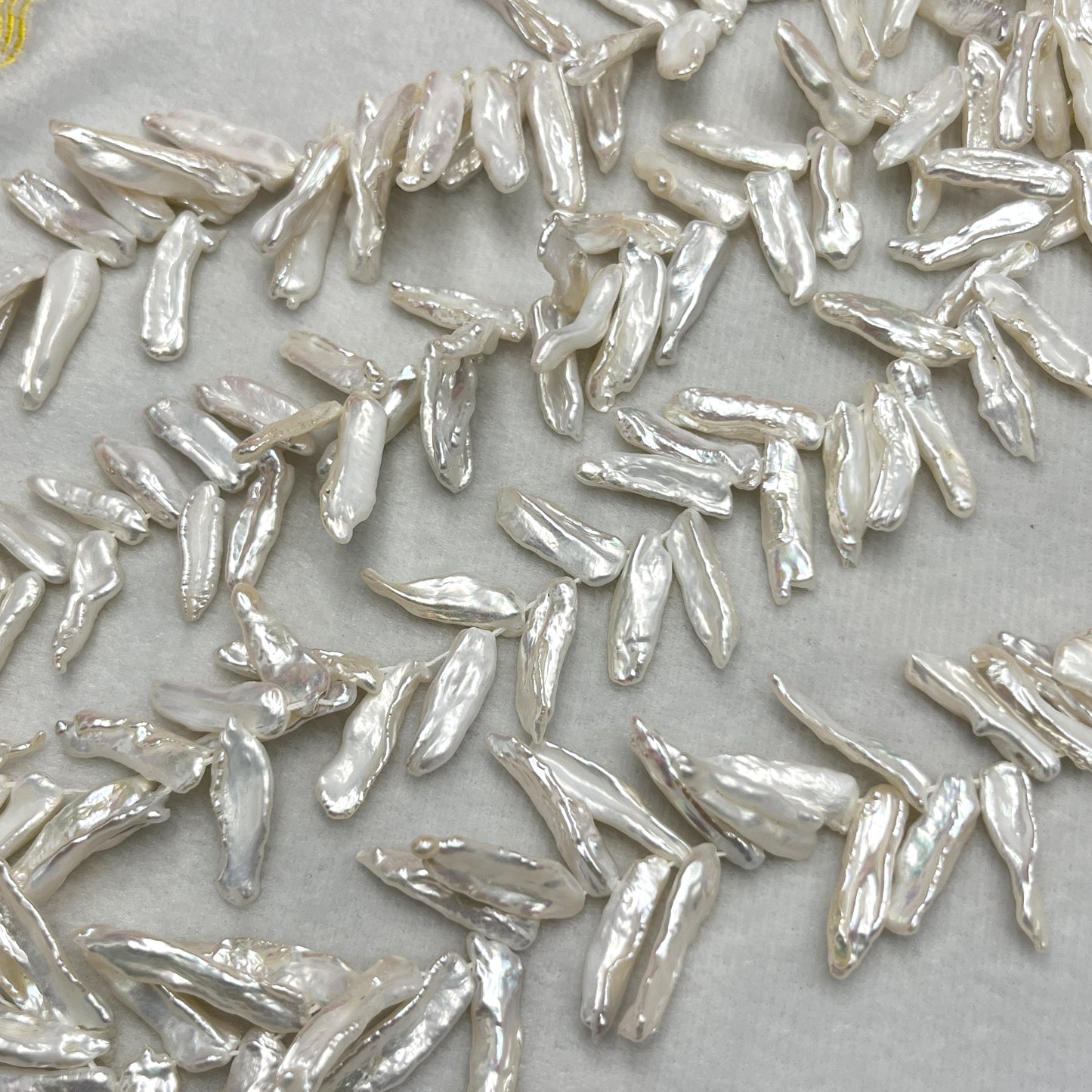 Fresh Water Pearl, White Color, Biwa Shape, Uneven Size