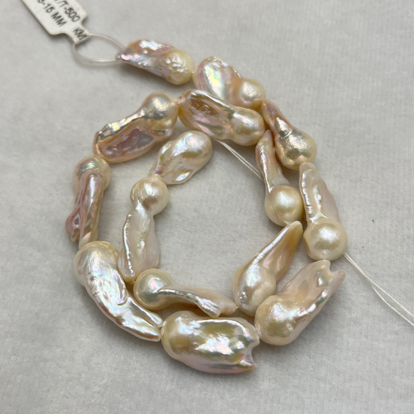 Fresh Water Pearl, White Color, Near Baroque, 13.5-15 MM Size