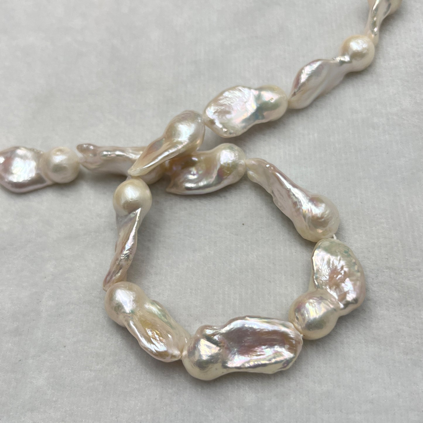 Fresh Water Pearl, White Color, Near Baroque, 13.5-15 MM Size