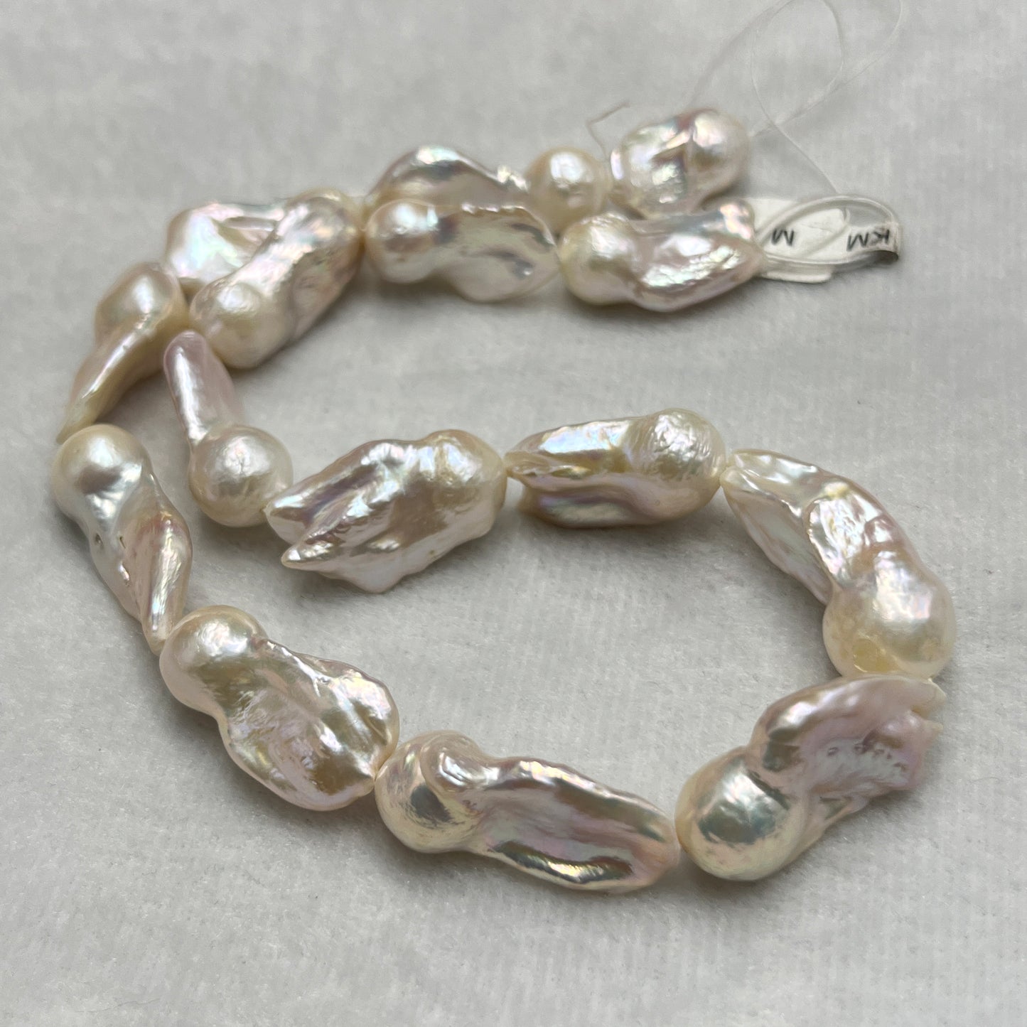 Fresh Water Pearl, White Color, Near Baroque, 13.5-15 MM Size
