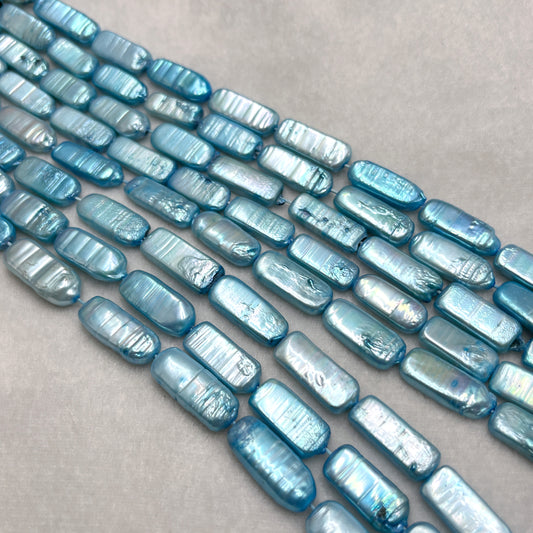 Fresh Water Pearl, Sky Blue Color, Rectangle Shape, 8*20 MM