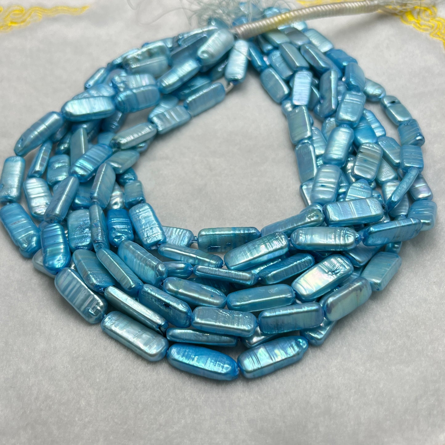 Fresh Water Pearl, Sky Blue Color, Rectangle Shape, 8*20 MM