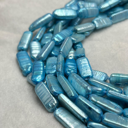 Fresh Water Pearl, Sky Blue Color, Rectangle Shape, 8*20 MM