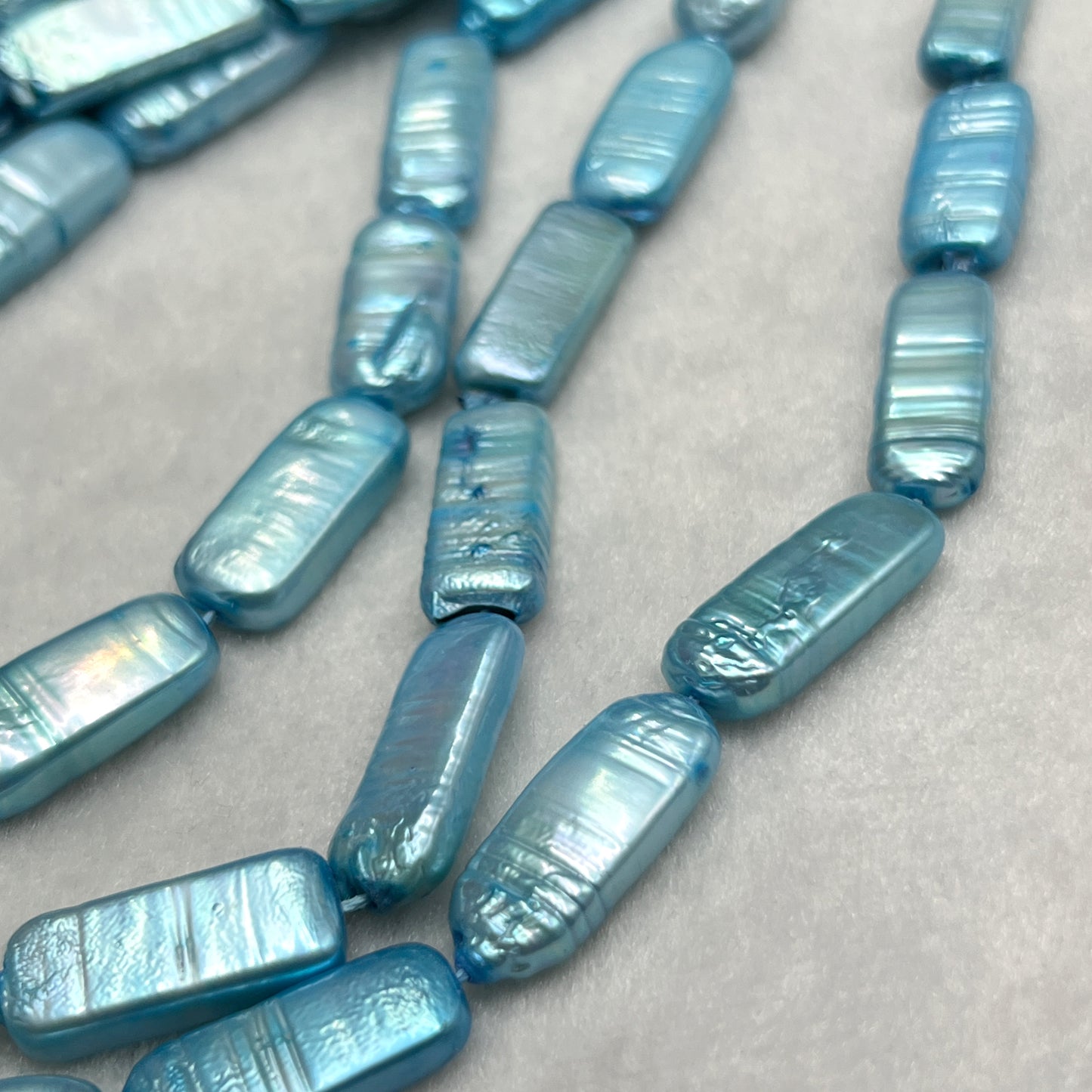 Fresh Water Pearl, Sky Blue Color, Rectangle Shape, 8*20 MM