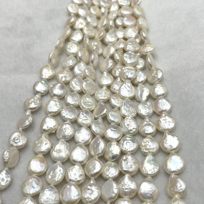 Fresh Water Pearl, Cream Color ; Coin Shape, 10 MM Size