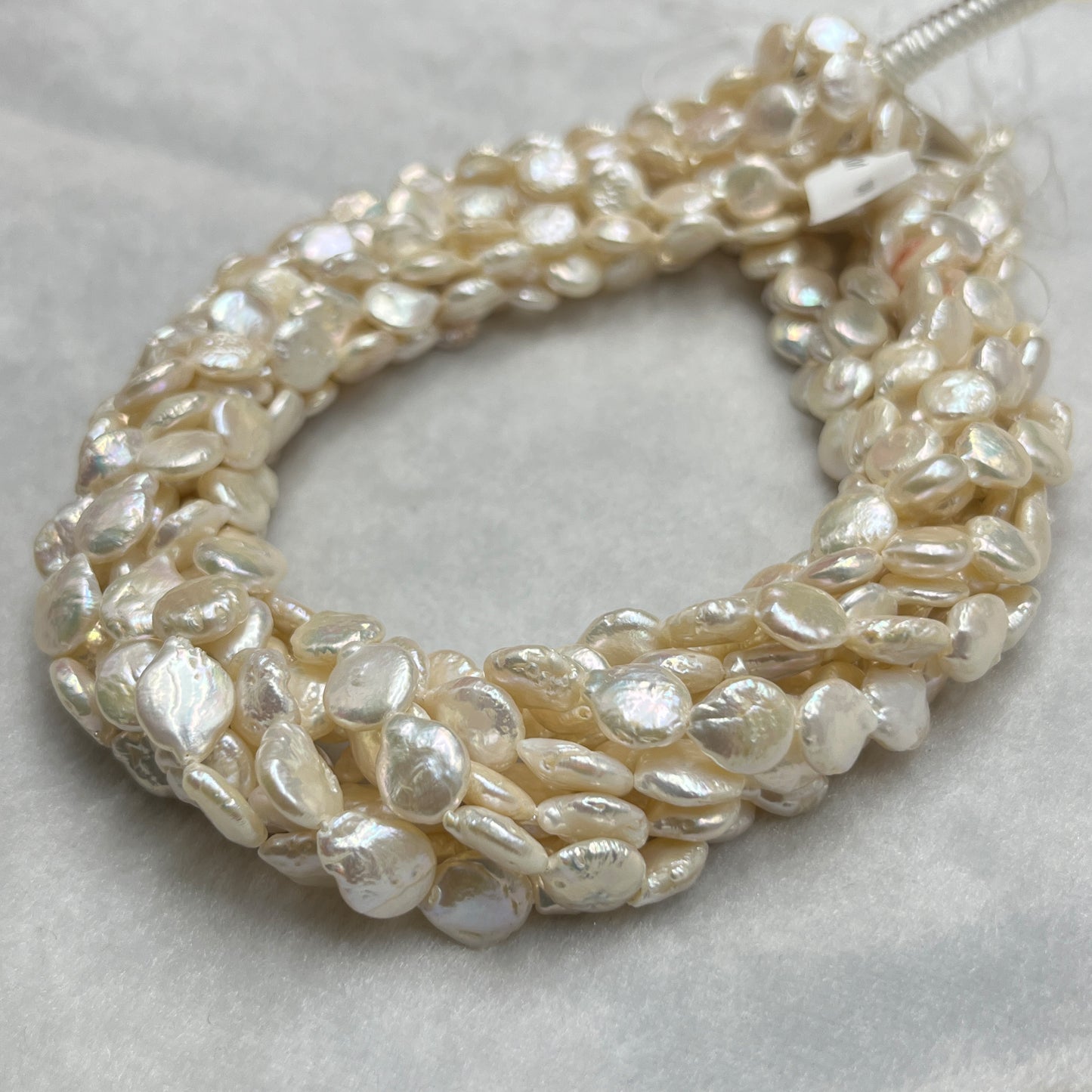 Fresh Water Pearl, Cream Color ; Coin Shape, 10 MM Size