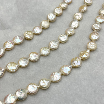 Fresh Water Pearl, Cream Color ; Coin Shape, 10 MM Size