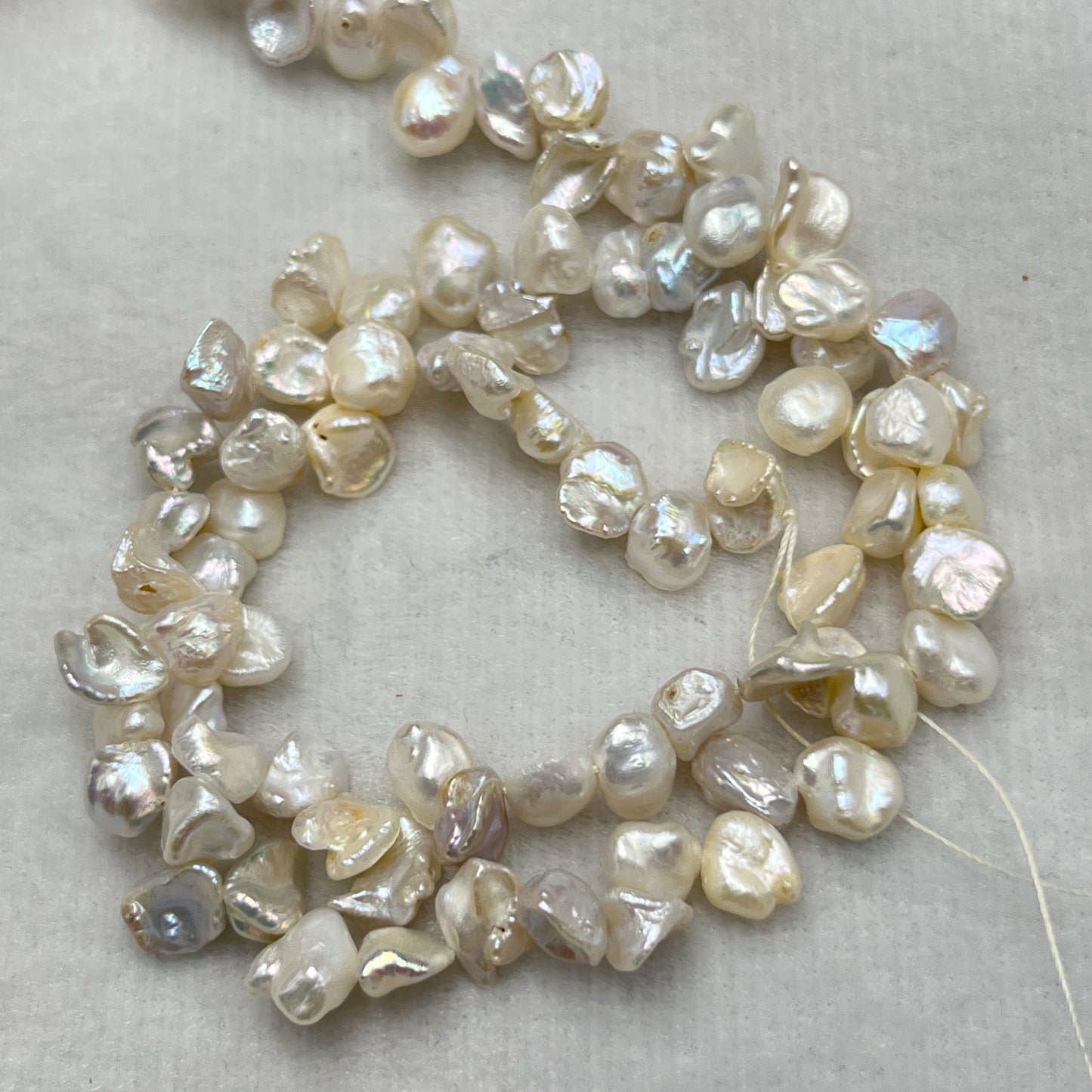 Fresh Water Pearl, White/Silver Color, Leaf Shape; Uneven Size,