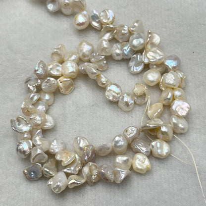 Fresh Water Pearl, White/Silver Color, Leaf Shape; Uneven Size,
