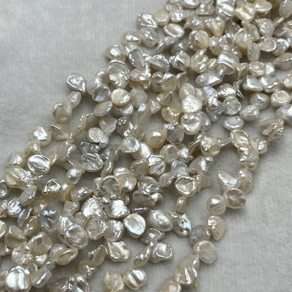 Fresh Water Pearl, White/Silver Color, Leaf Shape; Uneven Size,