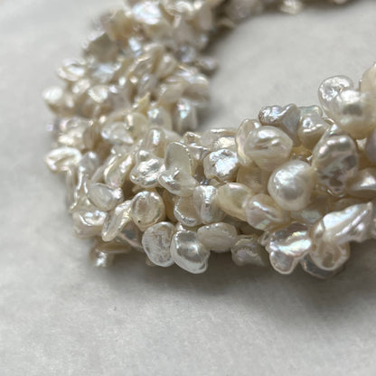 Fresh Water Pearl, White/Silver Color, Leaf Shape; Uneven Size,