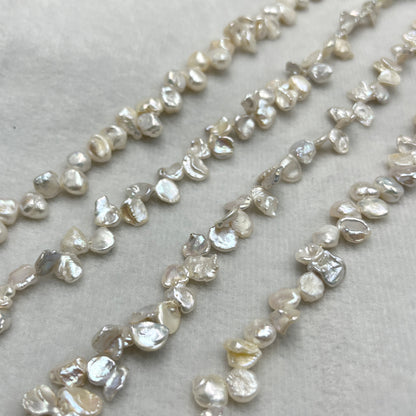 Fresh Water Pearl, White/Silver Color, Leaf Shape; Uneven Size,