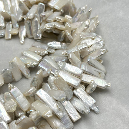 Fresh Water Pearl, Cream Color , Rectangle Shape, 9*20 MM