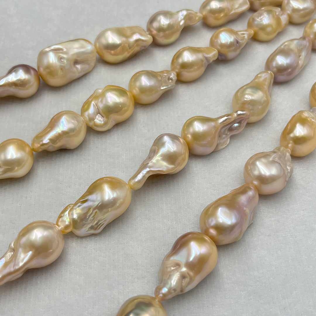 Fresh Water Pearl, Peach Color, Baroque Shape, 14*21 MM Size