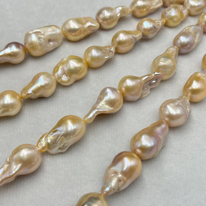 Fresh Water Pearl, Peach Color, Baroque Shape, 14*21 MM Size