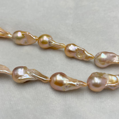 Fresh Water Pearl, Peach Color, Baroque Shape, 14*21 MM Size