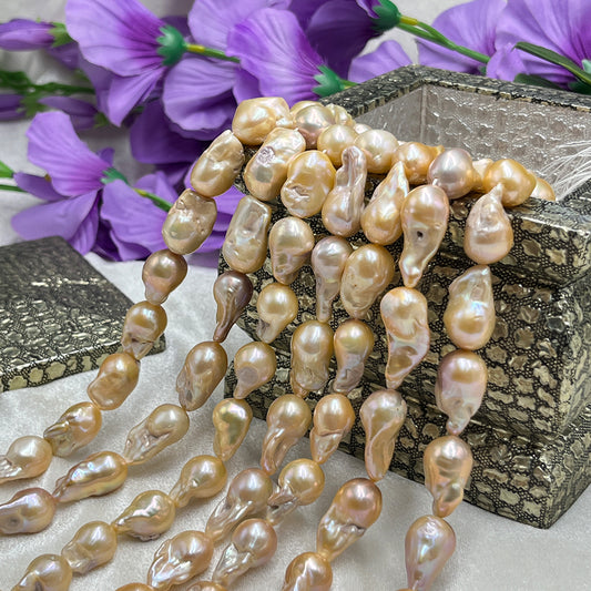 Fresh Water Pearl, Peach Color, Baroque Shape, 14*21 MM Size