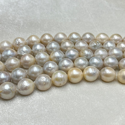 Fresh Water Pearl, Cream Color, Round Shape, 12-13.5 MM Size
