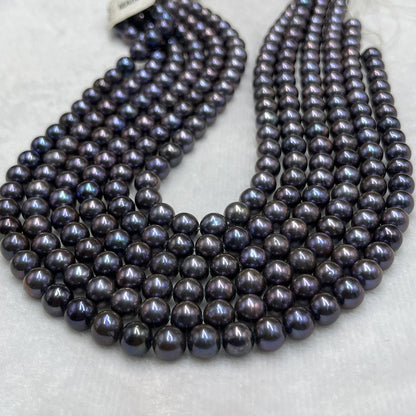 Fresh Water Pearl, Dark Purple Color, Round Shape, 7.5-8 MM Size