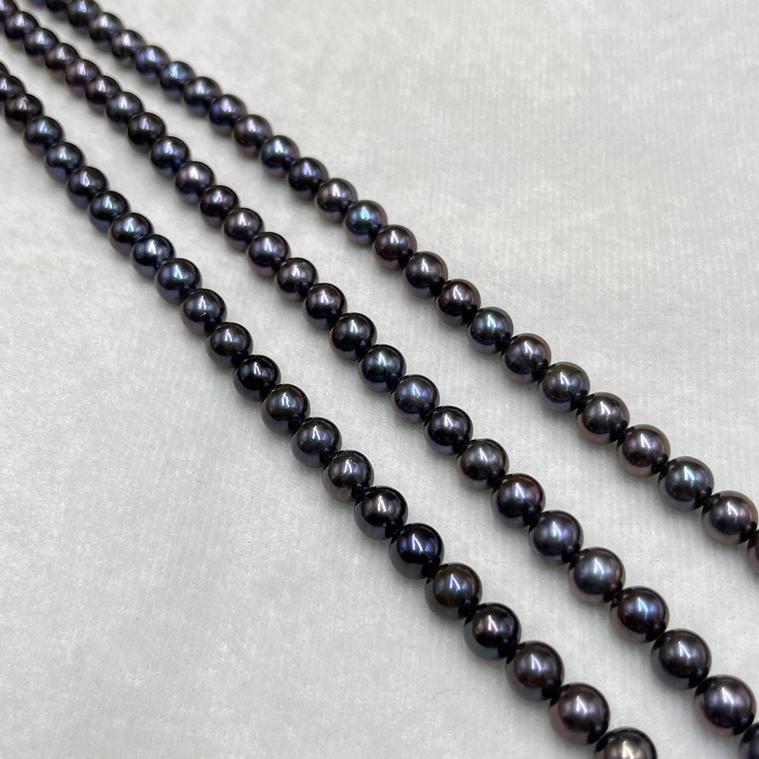 Fresh Water Pearl, Dark Purple Color, Round Shape, 7.5-8 MM Size