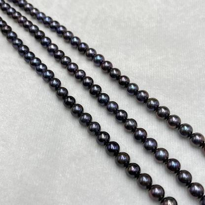 Fresh Water Pearl, Dark Purple Color, Round Shape, 7.5-8 MM Size