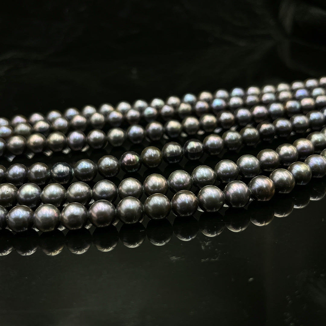 Fresh Water Pearl, Dark Purple Color, Round Shape, 7.5-8 MM Size