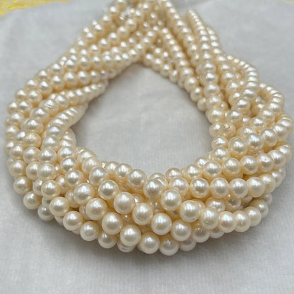 Fresh Water Pearl, Cream Color, Near Round Shape, 7-8 MM Size
