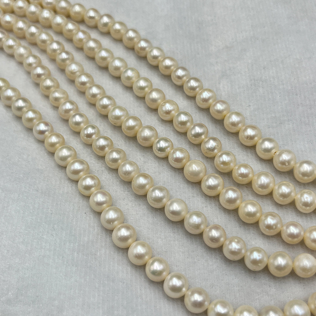 Fresh Water Pearl, Cream Color, Near Round Shape, 7-8 MM Size