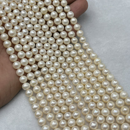 Fresh Water Pearl, Cream Color, Near Round Shape, 7-8 MM Size