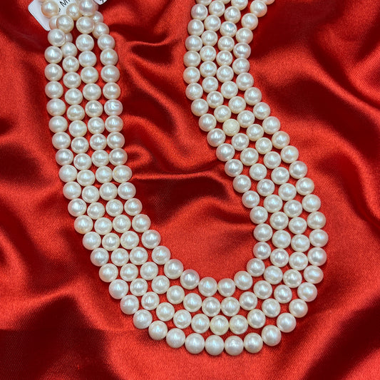 Fresh Water Pearl, Cream Color, Near Round Shape, 7-8 MM Size
