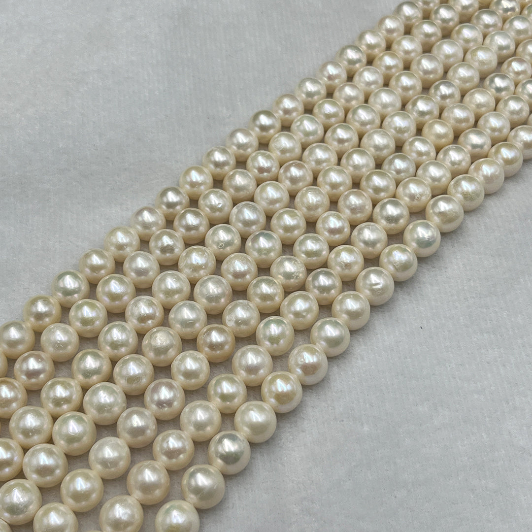 Fresh Water Pearl, Cream Color, Round Shape, 9 MM Size