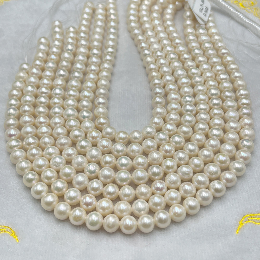 Fresh Water Pearl, Cream Color, Round Shape, 9 MM Size