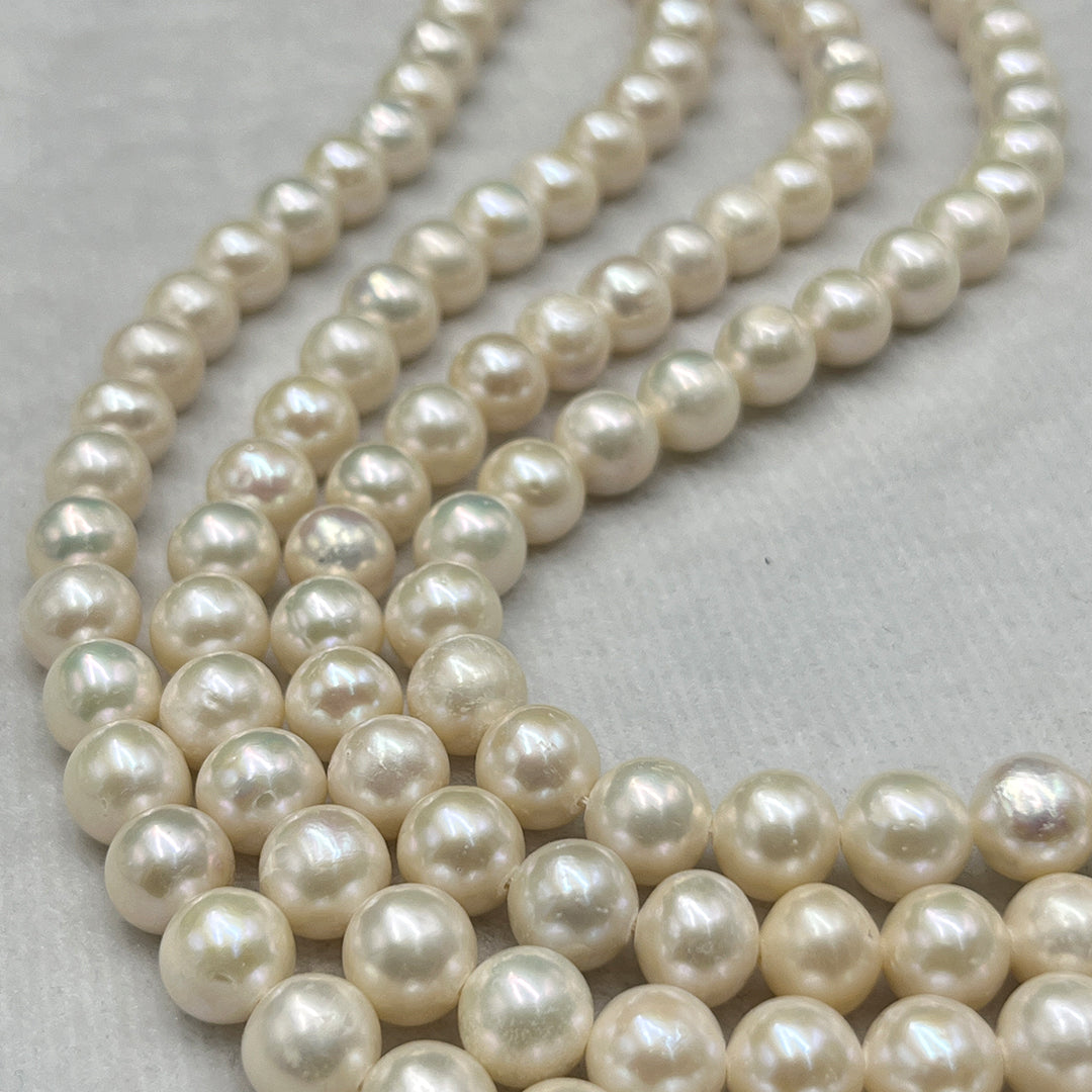 Fresh Water Pearl, Cream Color, Round Shape, 9 MM Size