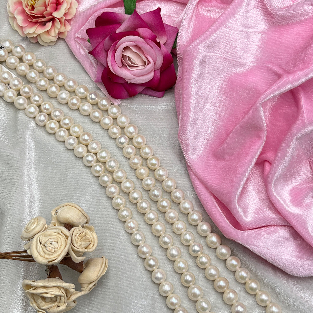 Fresh Water Pearl, Cream Color, Round Shape, 9 MM Size