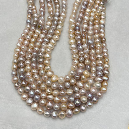 Freshwater Pearl Necklace – Pink/Peach, Tumble Shape, 7.5–8.5mm, 16" Length