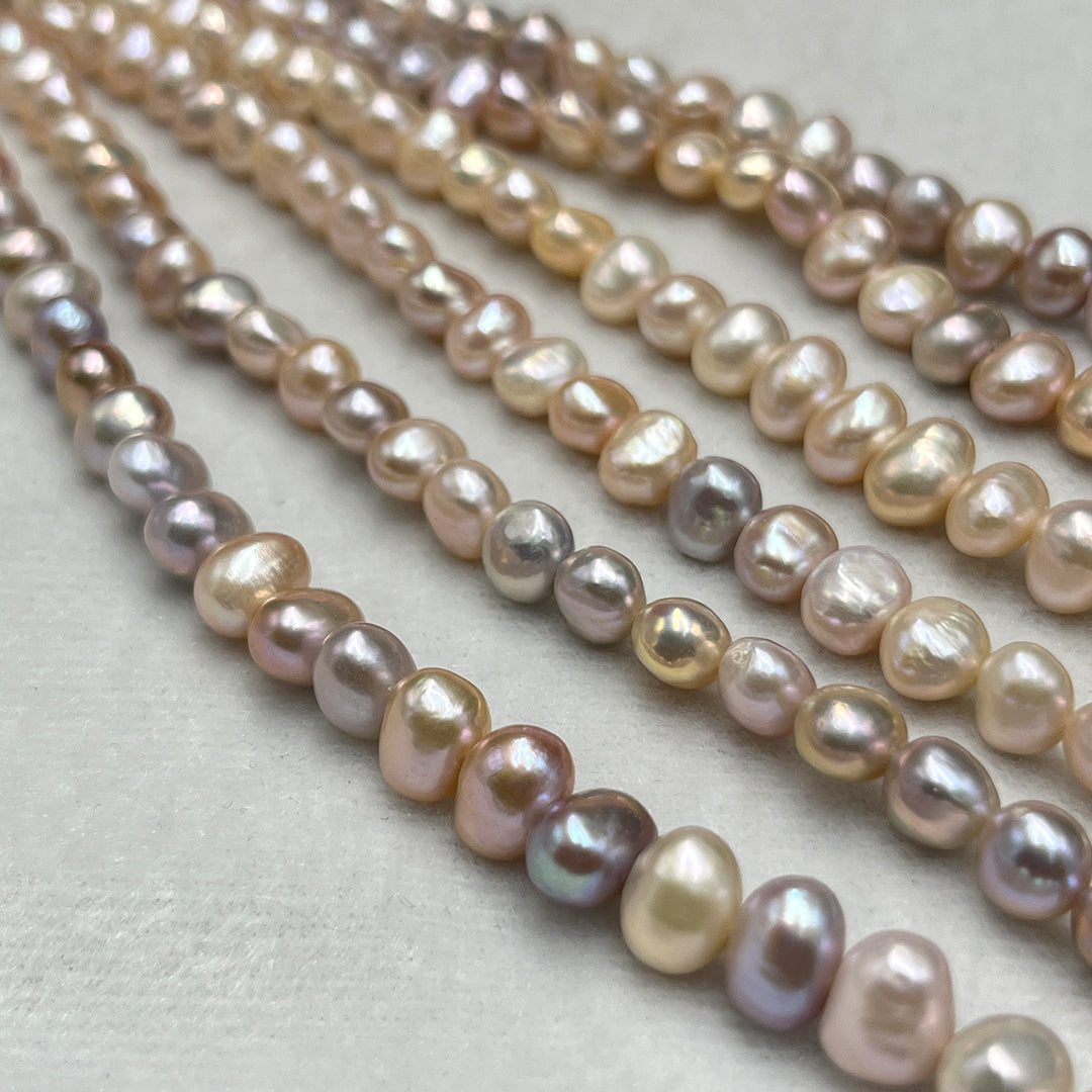 Freshwater Pearl Necklace – Pink/Peach, Tumble Shape, 7.5–8.5mm, 16" Length