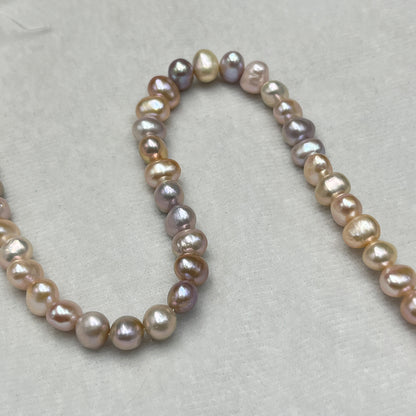 Freshwater Pearl Necklace – Pink/Peach, Tumble Shape, 7.5–8.5mm, 16" Length
