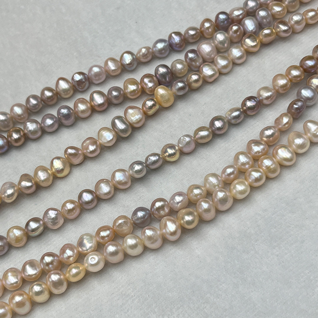 Freshwater Pearl Necklace – Pink/Peach, Tumble Shape, 7.5–8.5mm, 16" Length