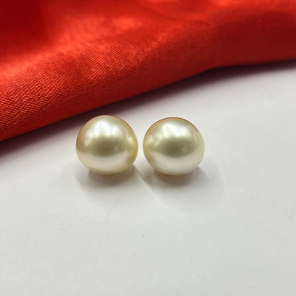 South Sea Pearl | Light Golden Color| Button Shape| 11.5MM  Size
