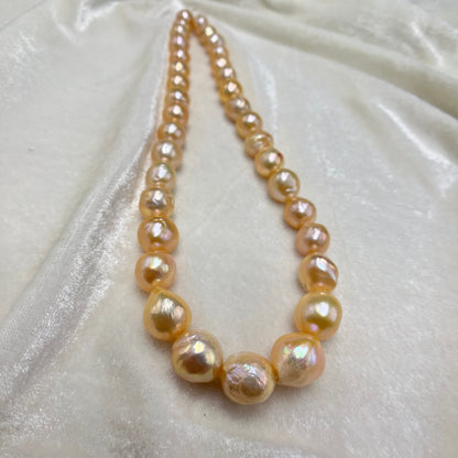 Fresh Water Pearl, Peach Color, Near Round Shape, 10-13 MM