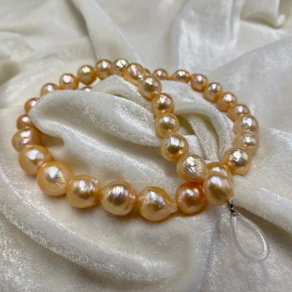 Fresh Water Pearl, Peach Color, Near Round Shape, 10-13 MM