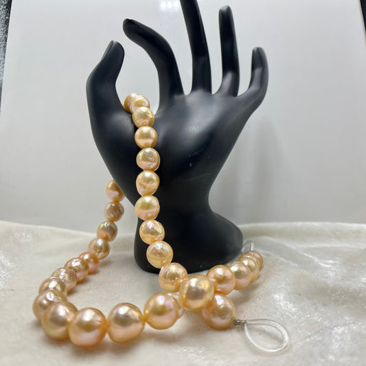 Fresh Water Pearl, Peach Color, Near Round Shape, 10-13 MM