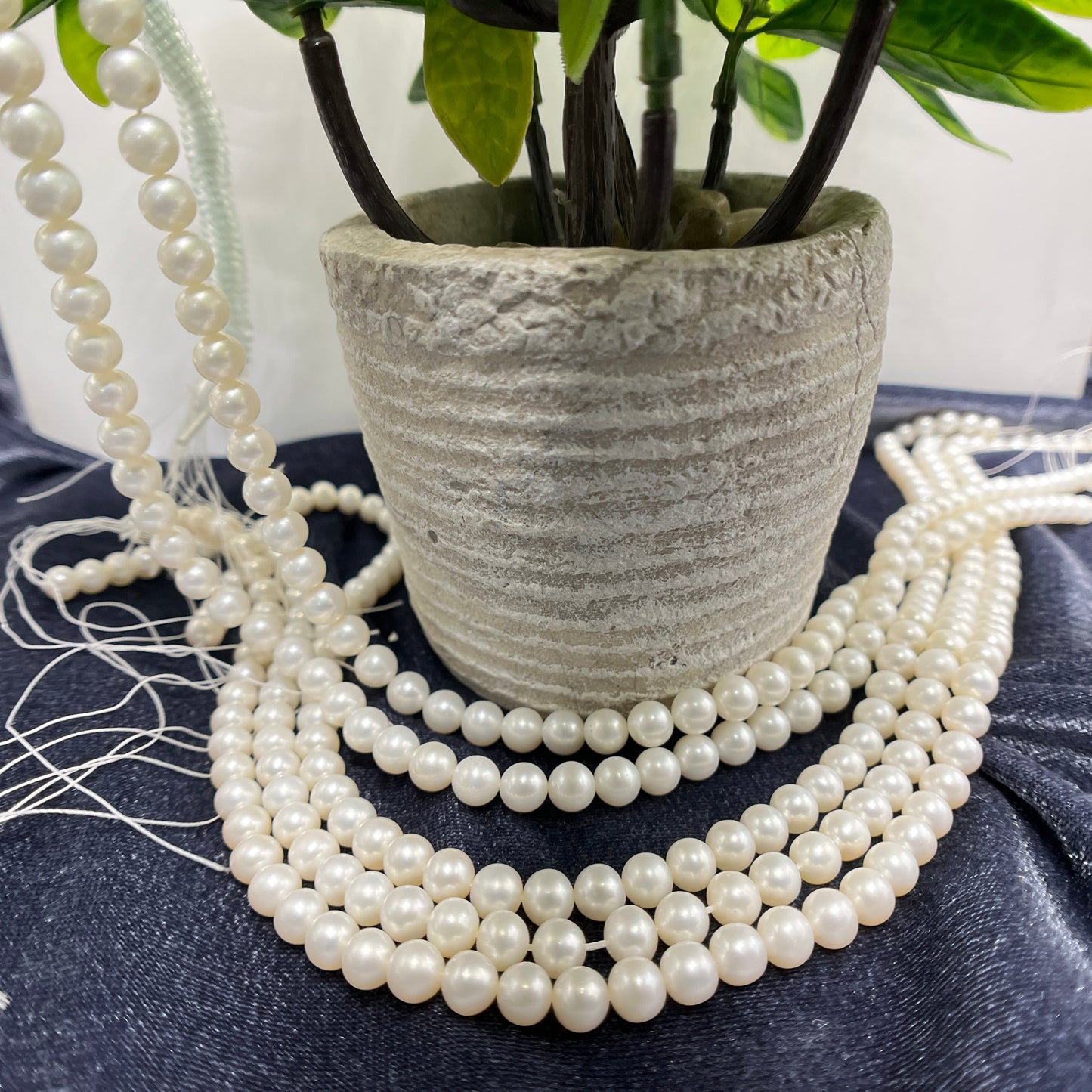 Fresh Water Pearl, White Color, Near Round Shape, 6-6.5 MM