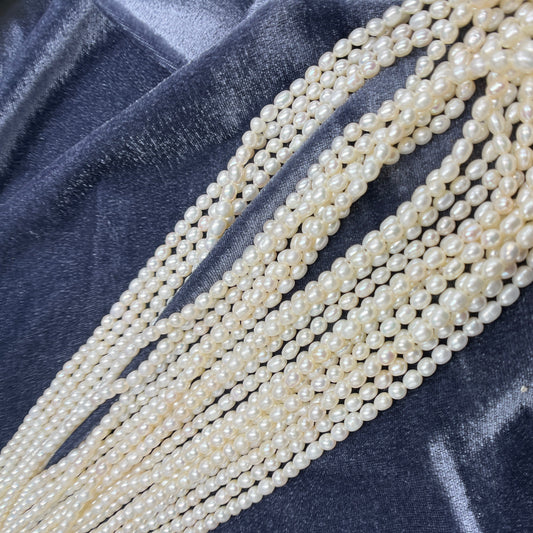 Fresh Water Pearl, Off White Color, Rice Shape, 4-4.5 MM MM Size