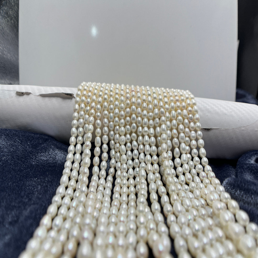 Fresh Water Pearl, Off White Color, Rice Shape, 4-4.5 MM MM Size